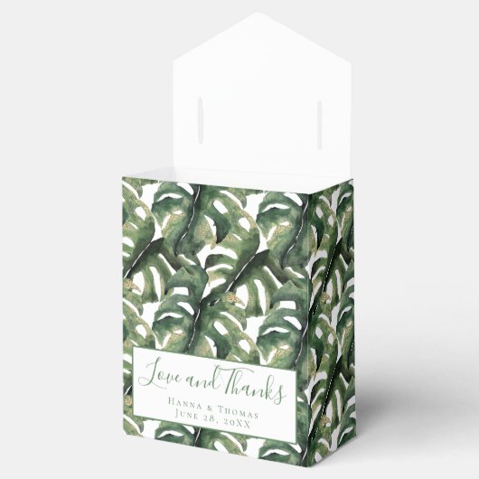 Tropisch Palmblad Groen Gouden Trouw Trouwkaart Be Bedankdoosjes (Geopend)