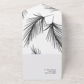 Tropisch Palmblad Handgetekend Zwart Bruiloft All In One Uitnodiging (Buitenkant)
