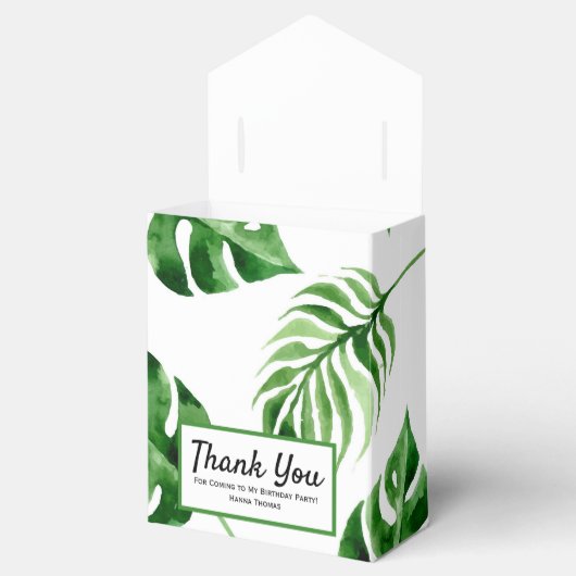 Tropisch palmblad Leaf Birthday Favor Box Bedankdoosjes (Geopend)