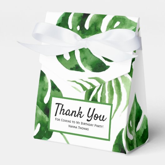 Tropisch palmblad Leaf Birthday Favor Box Bedankdoosjes (Voorkant Zijde)