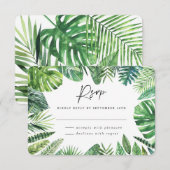 Tropisch palmblad loof RSVP antwoord trouwen  (Voorkant / Achterkant)