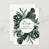Tropisch palmblad met maaltijdkaart RSVP (Voorkant / Achterkant)