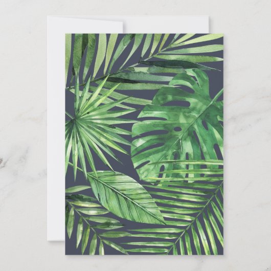 Tropisch palmblad met waterverf bladerblad save the date (Achterkant)