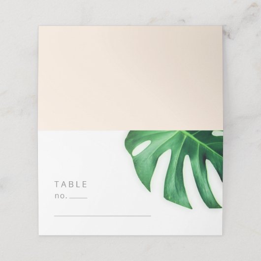 Tropisch palmblad minimalistisch plaatskaartje (Buitenkant ongevouwen)