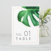 Tropisch palmblad minimalistisch tafelnummer (Staand voorkant)