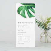 Tropisch palmblad minimalistisch trouwprogramma kaart (Staand voorkant)
