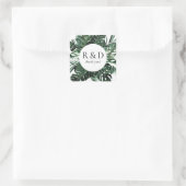 Tropisch palmblad monogram - vierkante sticker (Tas)