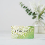 tropisch palmblad natuur groen en wit visitekaartje (Staand voorkant)