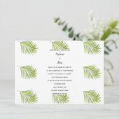 Tropisch palmblad patroon groen wit bruiloft kaart (Staand voorkant)