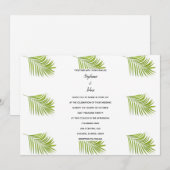 Tropisch palmblad patroon groen wit bruiloft kaart (Voorkant / Achterkant)