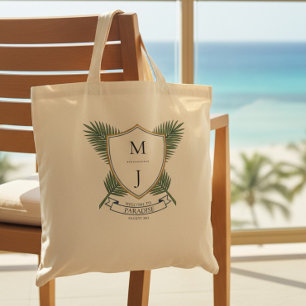 Tropisch Palmblad Resort Welkomsttrofee Bruiloft Tote Bag