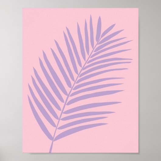 Tropisch palmblad roze en Paarse Poster (Voorkant)
