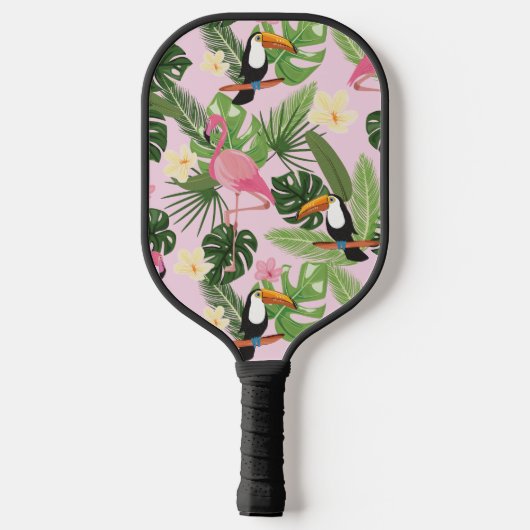 Tropisch palmblad roze pickleball paddle (Achterkant)