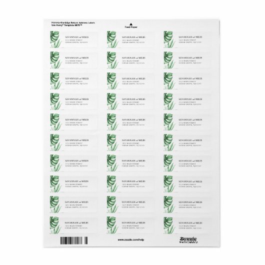 Tropisch palmblad RSVP envelopetiket Etiket (Full Sheet)