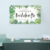 Tropisch palmblad & script bachelorette spandoek (Beurs)