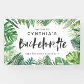 Tropisch palmblad & script bachelorette spandoek (Horizontaal)