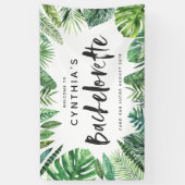 Tropisch palmblad & script bachelorette spandoek (Verticaal)