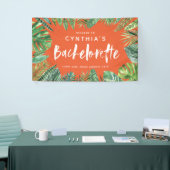Tropisch palmblad & script bachelorette spandoek (Beurs)