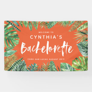 Tropisch palmblad & script bachelorette spandoek