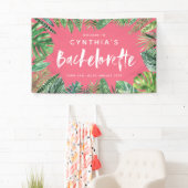 Tropisch palmblad & script bachelorette spandoek (Insitu)