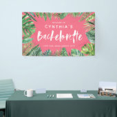Tropisch palmblad & script bachelorette spandoek (Beurs)