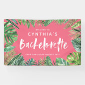 Tropisch palmblad & script bachelorette spandoek (Horizontaal)