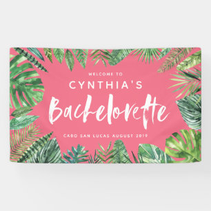 Tropisch palmblad & script bachelorette spandoek