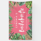 Tropisch palmblad & script bachelorette spandoek (Verticaal)