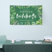 Tropisch palmblad & script bachelorette spandoek (Beurs)
