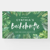 Tropisch palmblad & script bachelorette spandoek (Horizontaal)