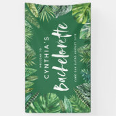 Tropisch palmblad & script bachelorette spandoek (Verticaal)