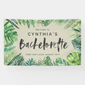 Tropisch palmblad & script bachelorette spandoek (Horizontaal)