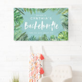 Tropisch palmblad & script bachelorette spandoek (Insitu)