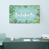 Tropisch palmblad & script bachelorette spandoek (Beurs)