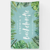 Tropisch palmblad & script bachelorette spandoek (Verticaal)