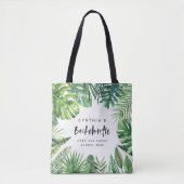 Tropisch palmblad & script bachelorette vakantie tote bag (Voorkant)