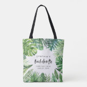 Tropisch palmblad & script bachelorette vakantie tote bag (Achterkant)