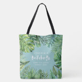Tropisch palmblad & script bachelorette vakantie tote bag (Achterkant)