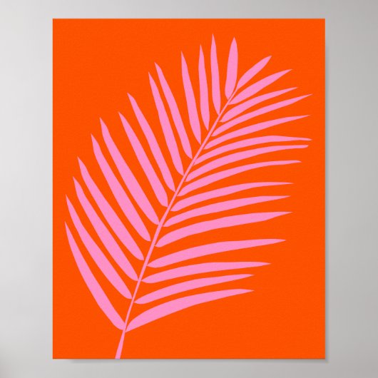 Tropisch palmblad Sinaasappel en roze Poster (Voorkant)