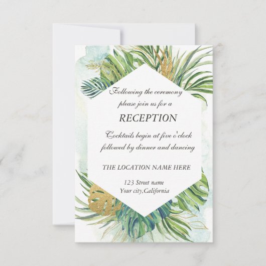 Tropisch palmblad zomerreceptie  kaart (Voorkant)