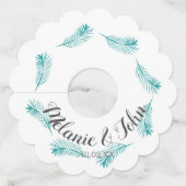 Tropisch Palmbladeren Cirkel Logo - Namen van Kopp Wijnglaslabel (Voorkant)