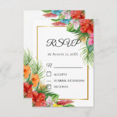 Tropisch Palmbladeren RSVP Kaart | Zomer Bestemmin (Voorkant / Achterkant)