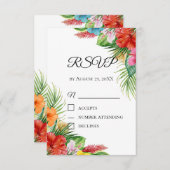 Tropisch Palmbladeren RSVP Kaart | Zomerbestemming (Voorkant / Achterkant)