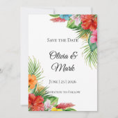 Tropisch Palmbladeren Save the Date | Moderne Zome Kaart (Voorkant)