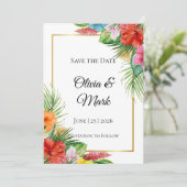 Tropisch Palmbladeren Save the Date | Moderne Zome Kaart (Staand voorkant)