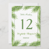 Tropisch Palmbladeren Strand Bruiloft Tafel Nummer Kaart (Achterkant)