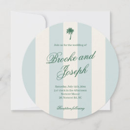 Tropisch palmbloem gestreept cabana strand retro b save the date