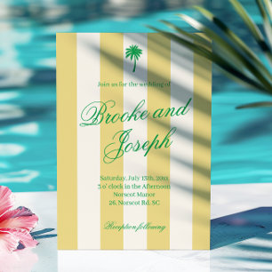 Tropisch palmbloem gestreept cabana strand retro g kaart