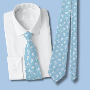 Tropisch palmbomenpatroon babyblauw stropdas