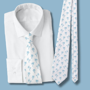 Tropisch palmbomenpatroon babyblauw stropdas